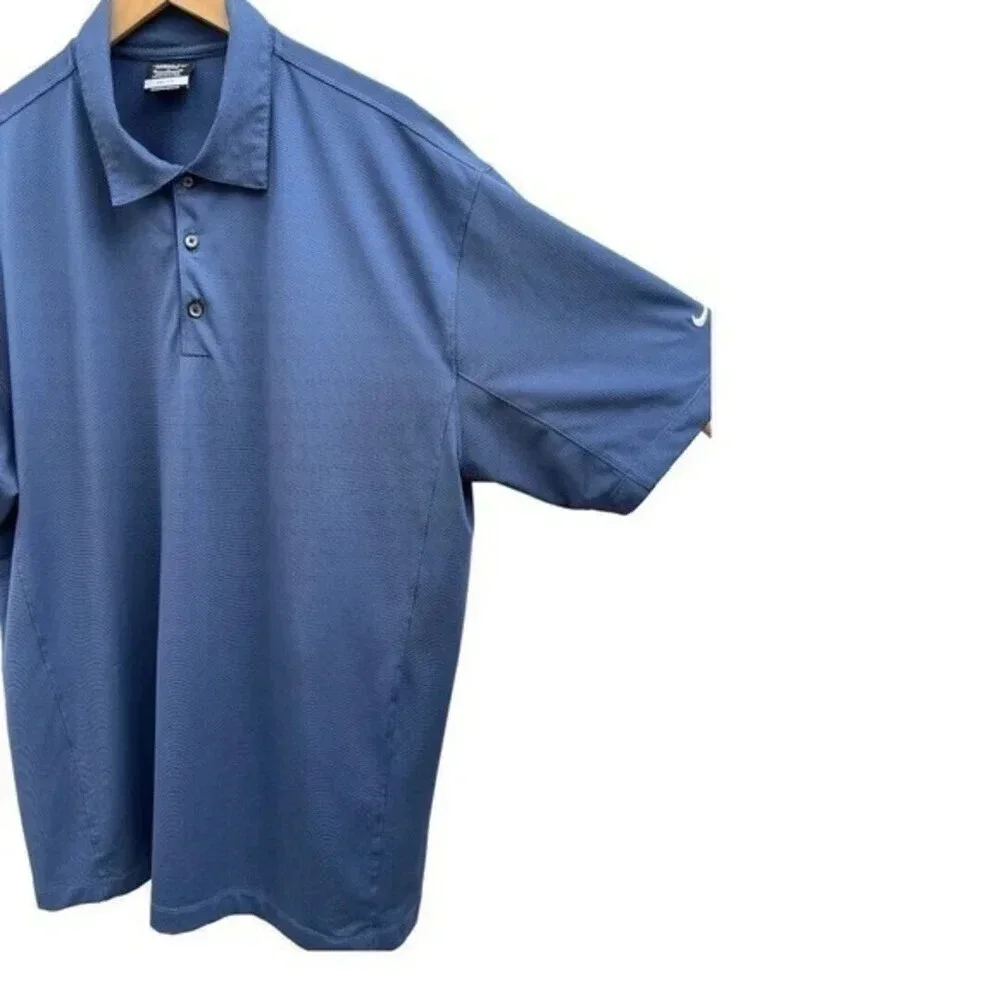 Nike Golf DryFit Polo Shirt Mens‎ XL Blue Textured Short Sleeve​​